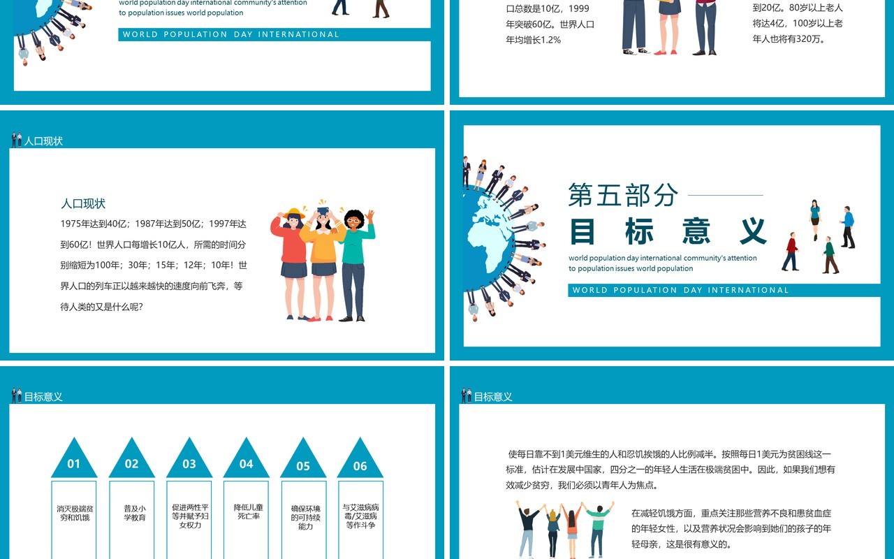 世界人口日国际社会对人口问题的重视动态PPT模板