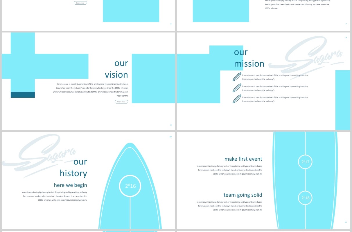 户外冲浪旅游度假宣传PPT图文排版模板Sagara Powerpoint Template
