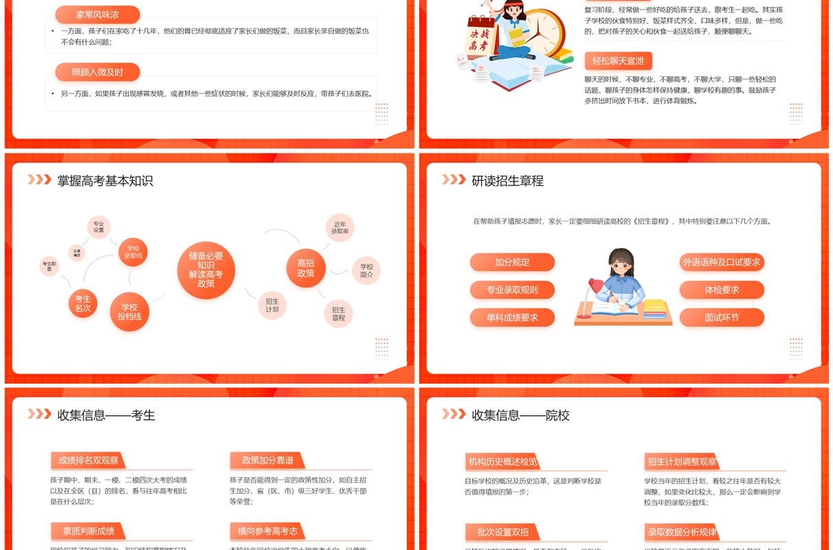 橙色卡通风智慧陪伴护航高考PPT模板