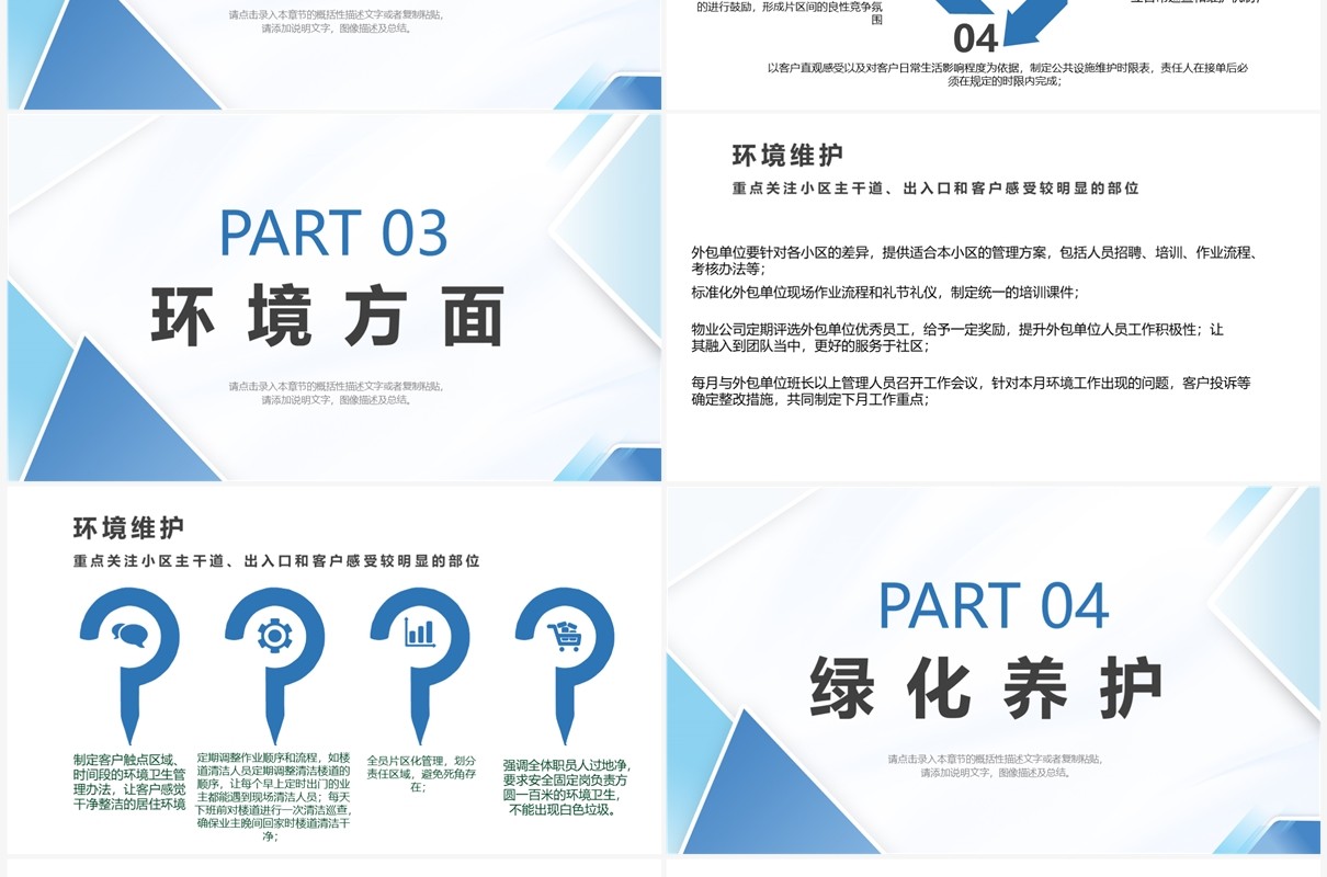 蓝色商务风物业品质提升方案PPT模板