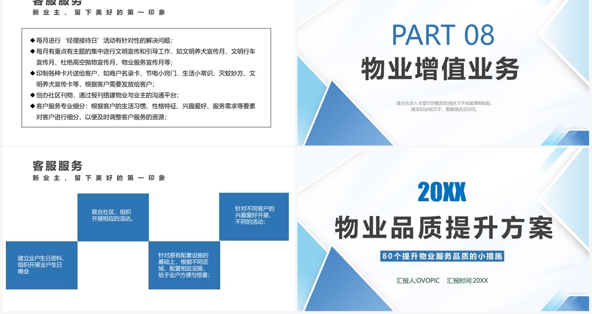蓝色商务风物业品质提升方案PPT模板