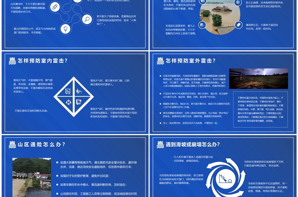 蓝色商务企业安全生产防汛知识PPT模板