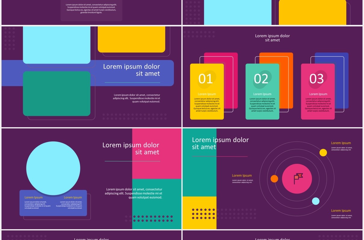 深色背景彩色工作通用图文排版设计PPT模板MOTIFE (DARK) - Colorful Presentation Template