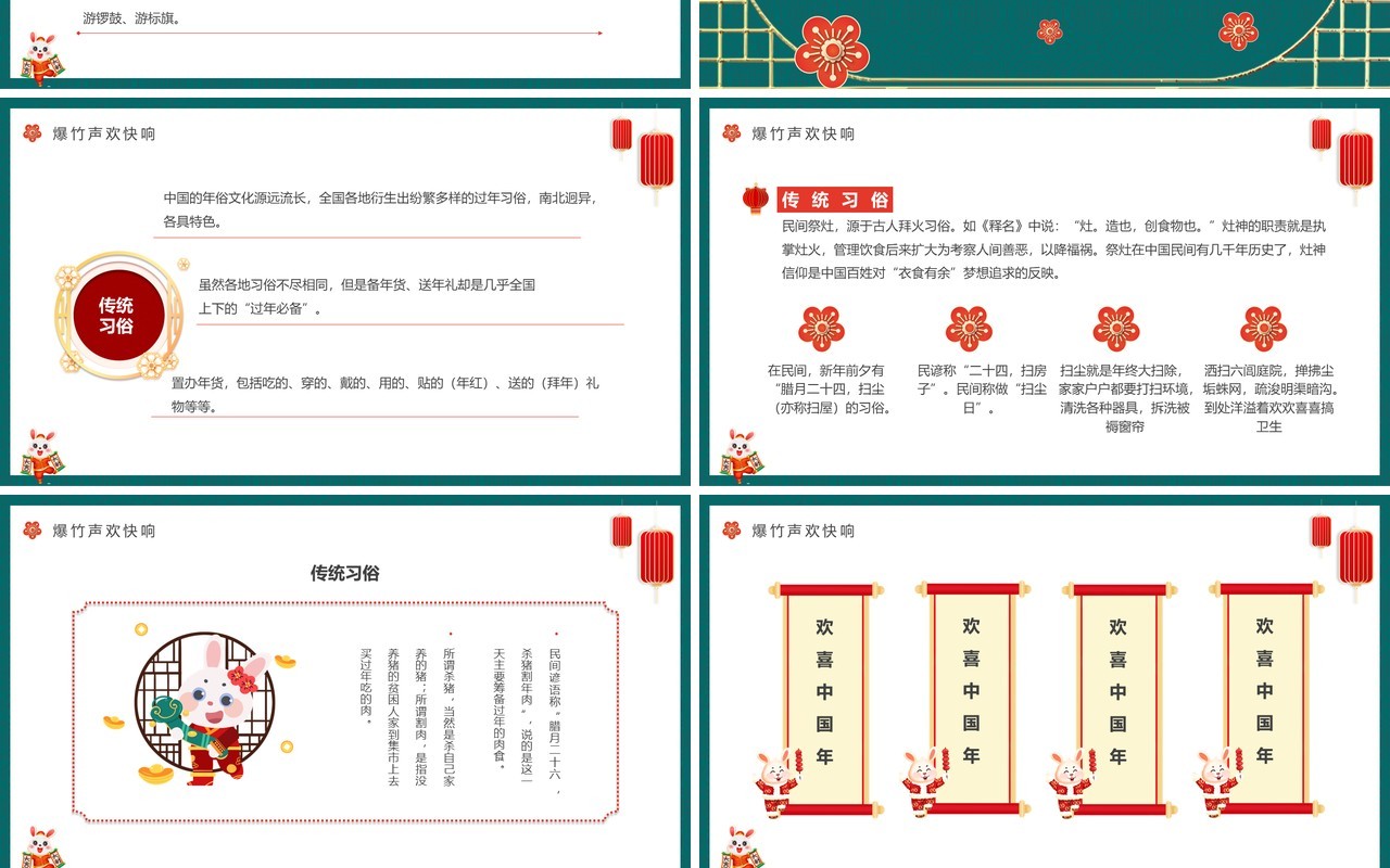 绿色中国风兔年大吉兔年介绍PPT模板