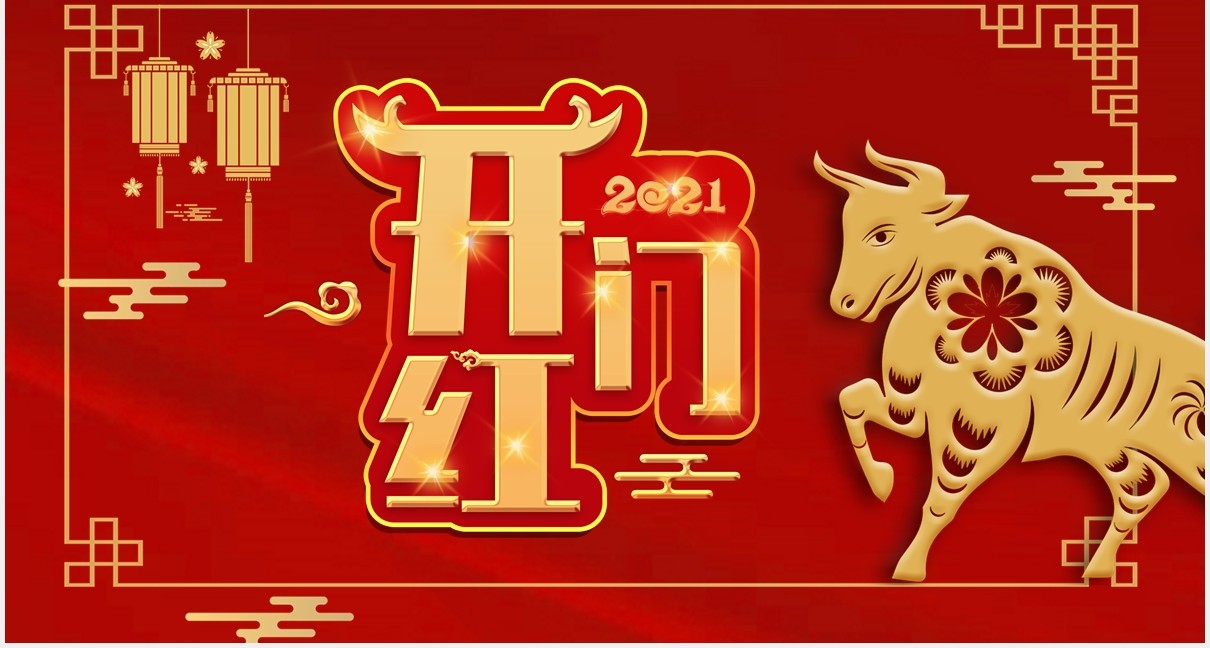 2021红色喜庆牛年企业开门红新年计划PPT模板