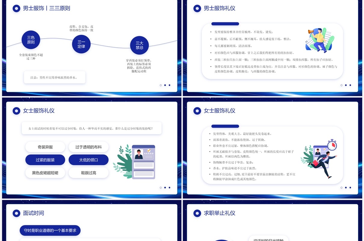 蓝色求职面试礼仪与技巧培训PPT模板