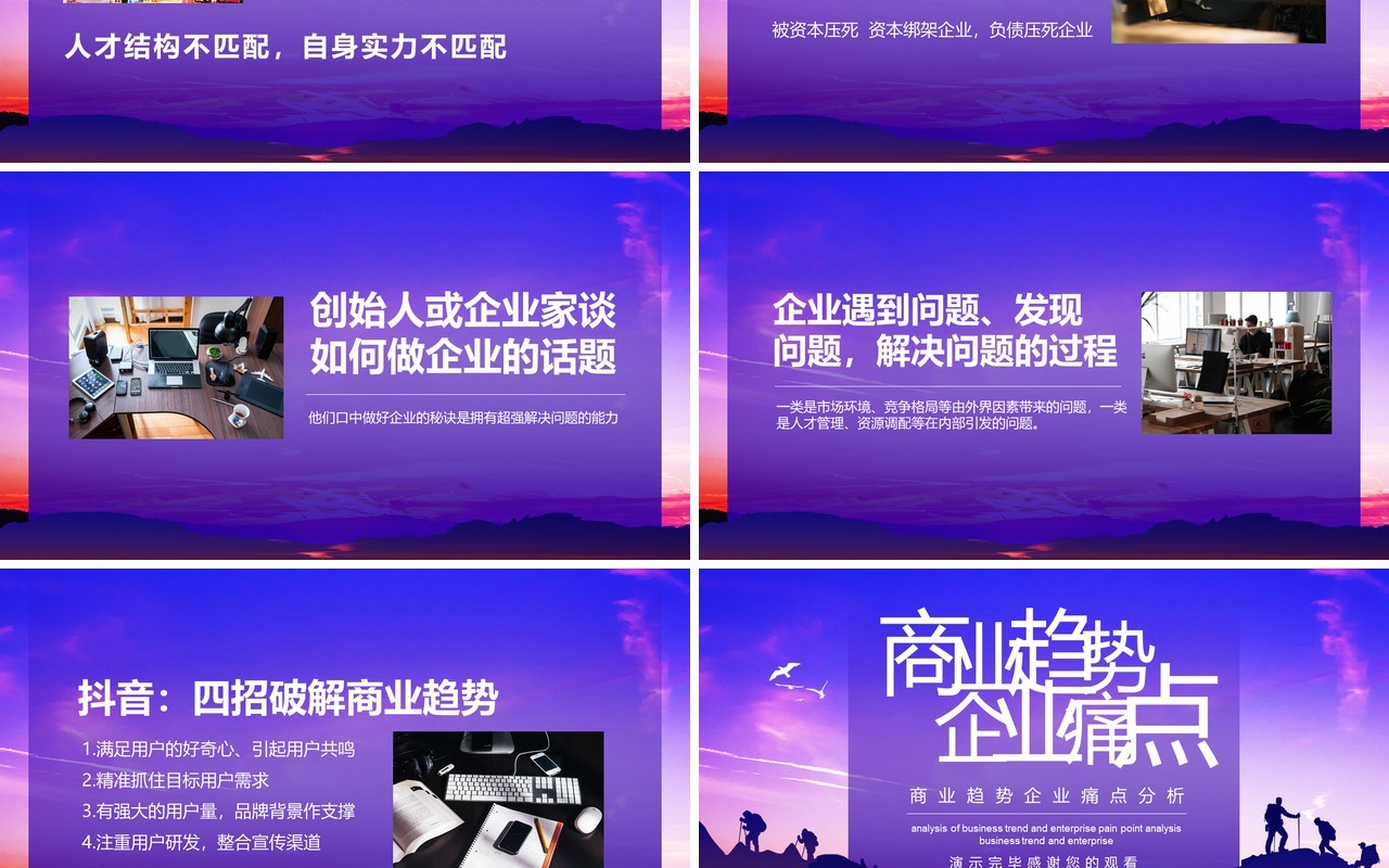 商业趋势企业痛点分析动态PPT模板