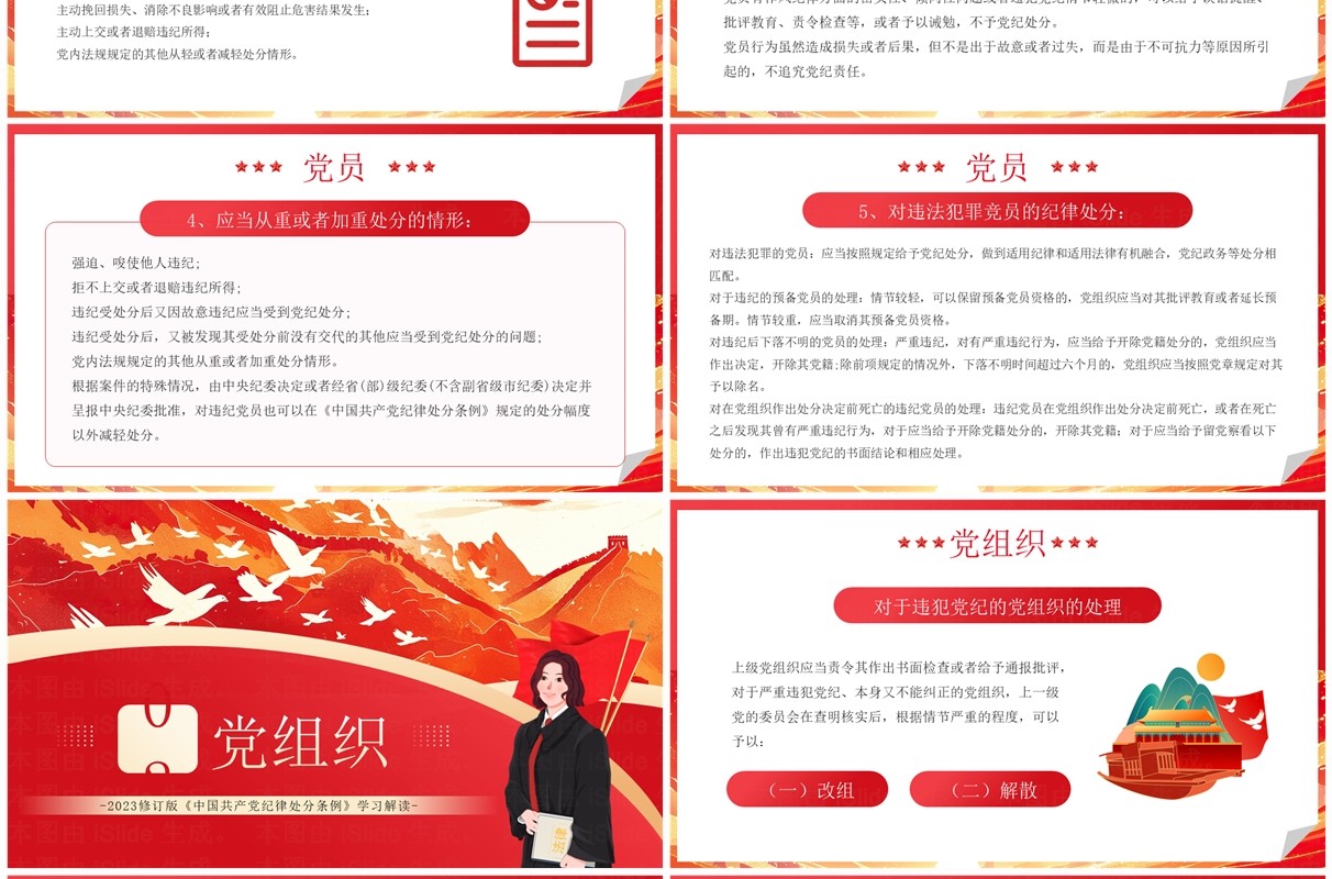 红色违规违纪的党员和党组织如何处理党课课件PPT模板