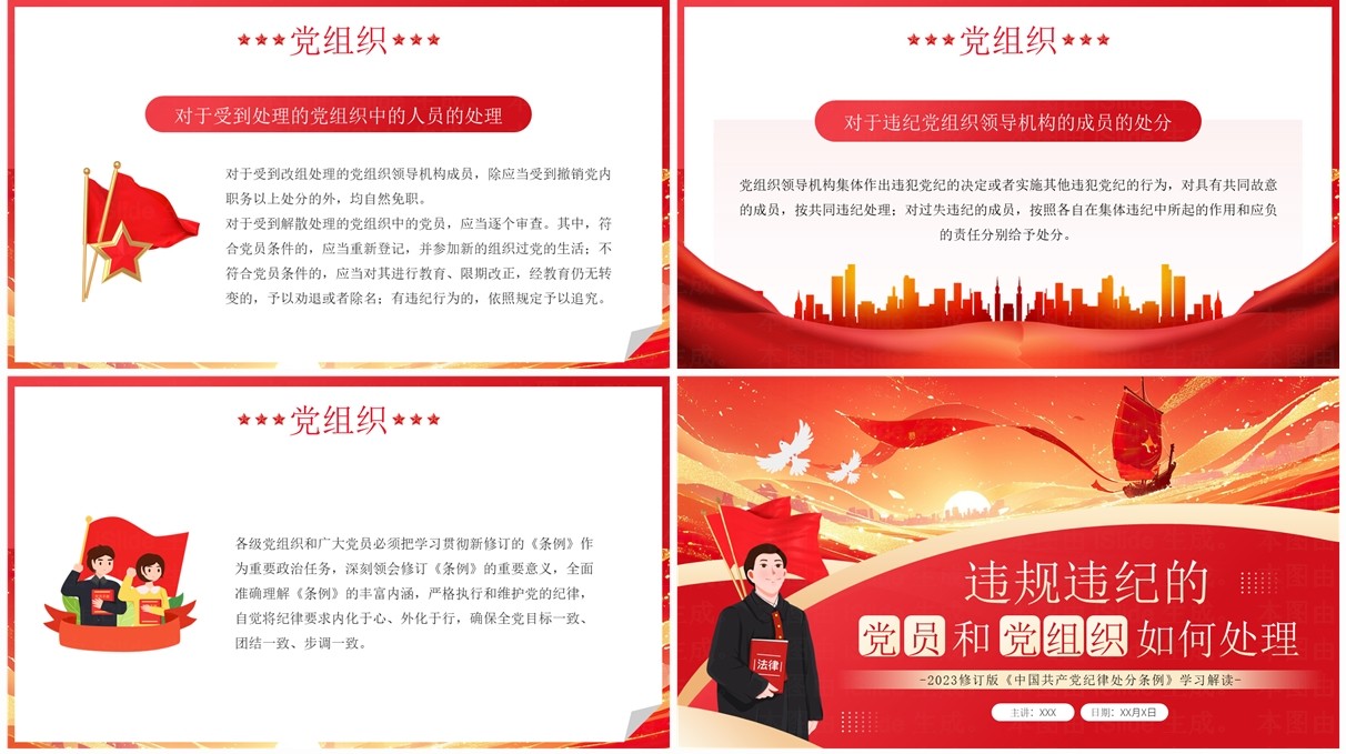 红色违规违纪的党员和党组织如何处理党课课件PPT模板