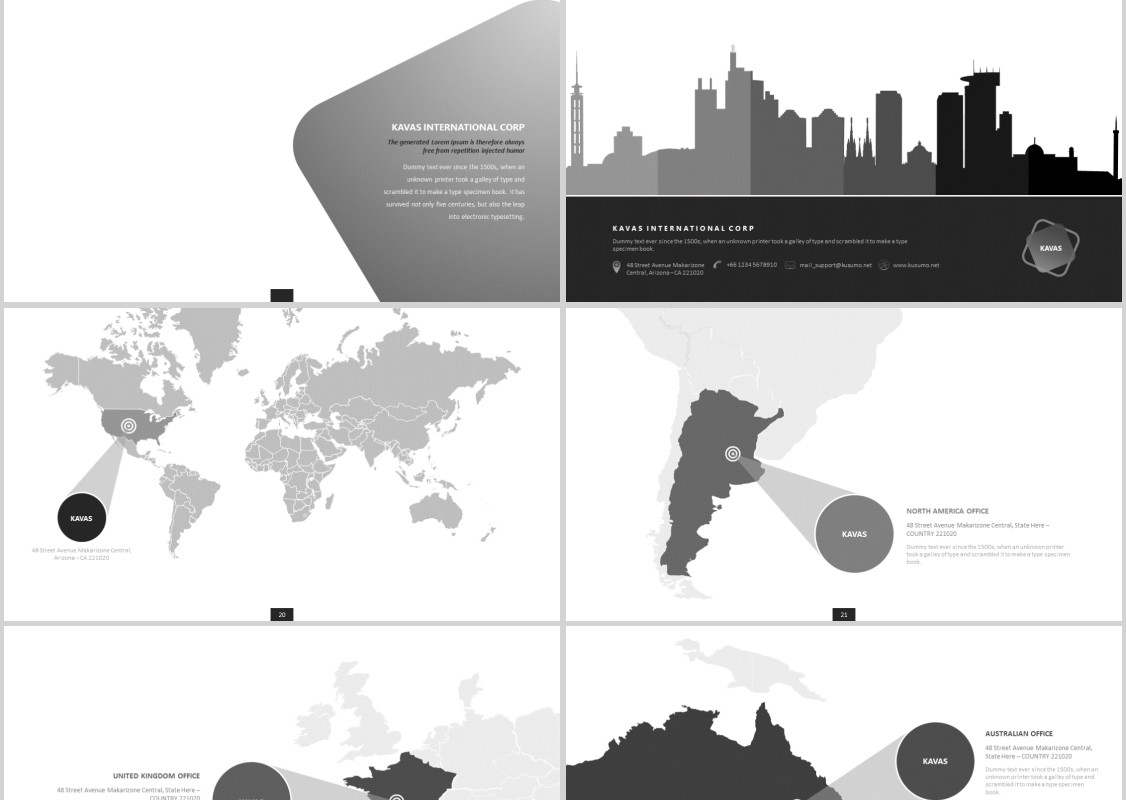 可插图片公司介绍工作汇报PPT信息图表模板Kavaz Powerpoint