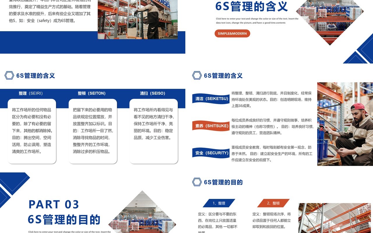 简约商务风公司企业仓库6s管理介绍PPT模板