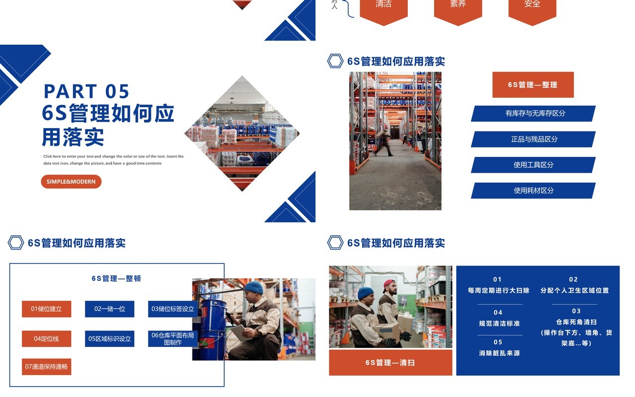 简约商务风公司企业仓库6s管理介绍PPT模板