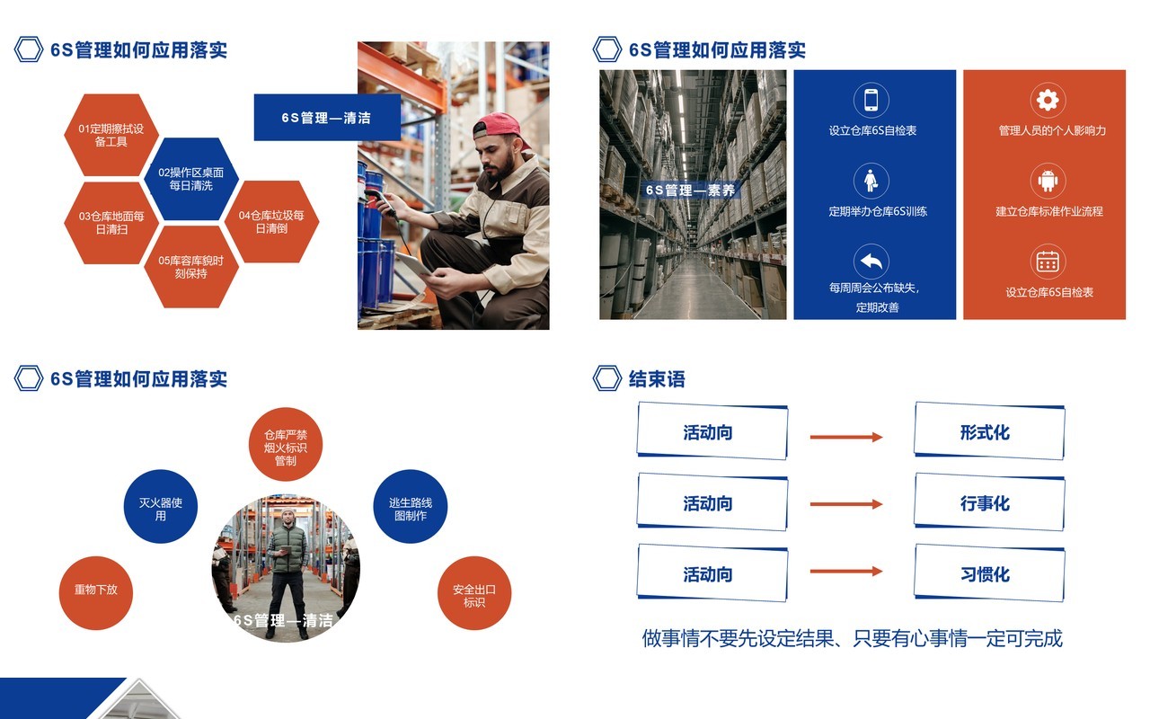 简约商务风公司企业仓库6s管理介绍PPT模板