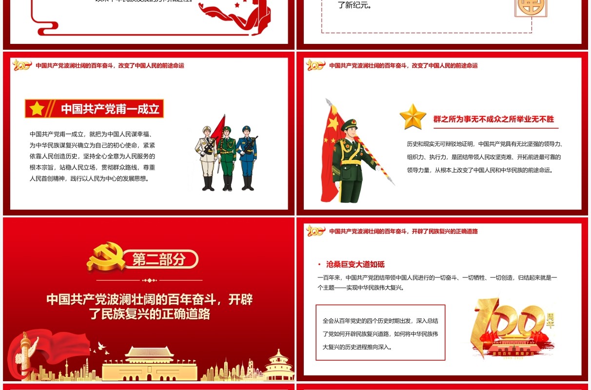红色党政以最初的心走最远的路PPT动态模板