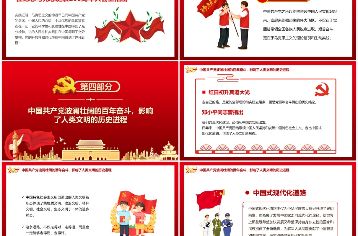 红色党政以最初的心走最远的路PPT动态模板