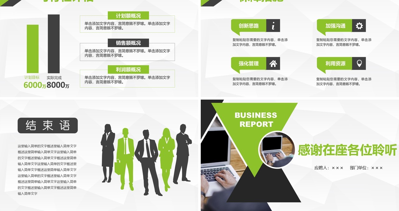 绿色岗位竞聘报告PPT模板