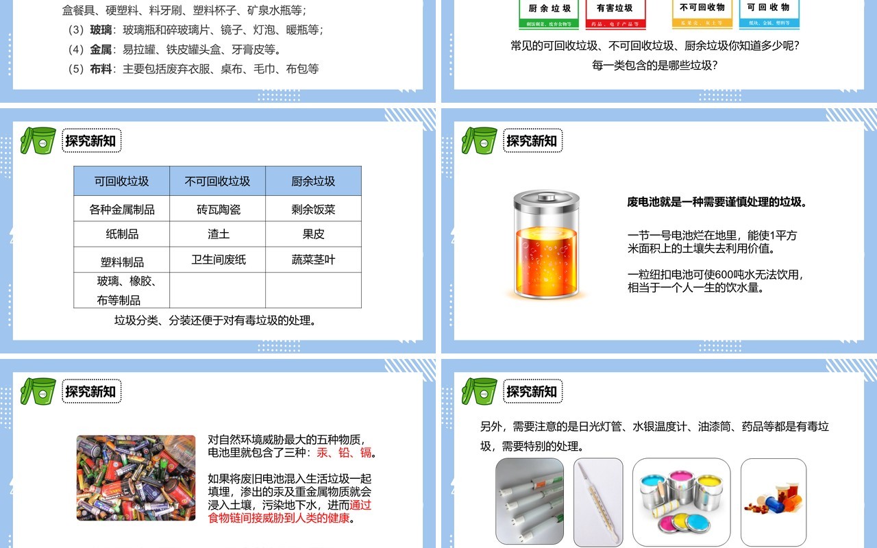 教科版六年级科学下册分类和回收利用课件PPT模板