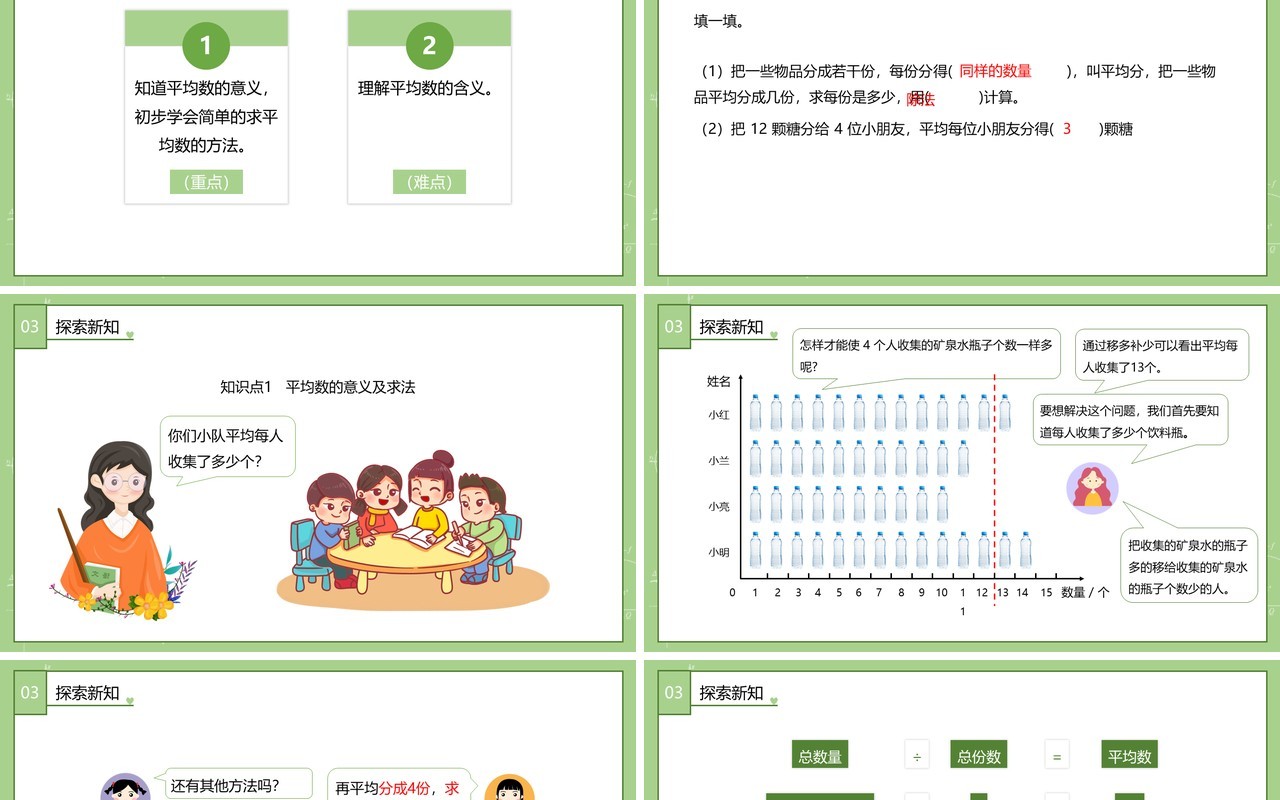 部编版四年级数学下册平均数课件PPT模板