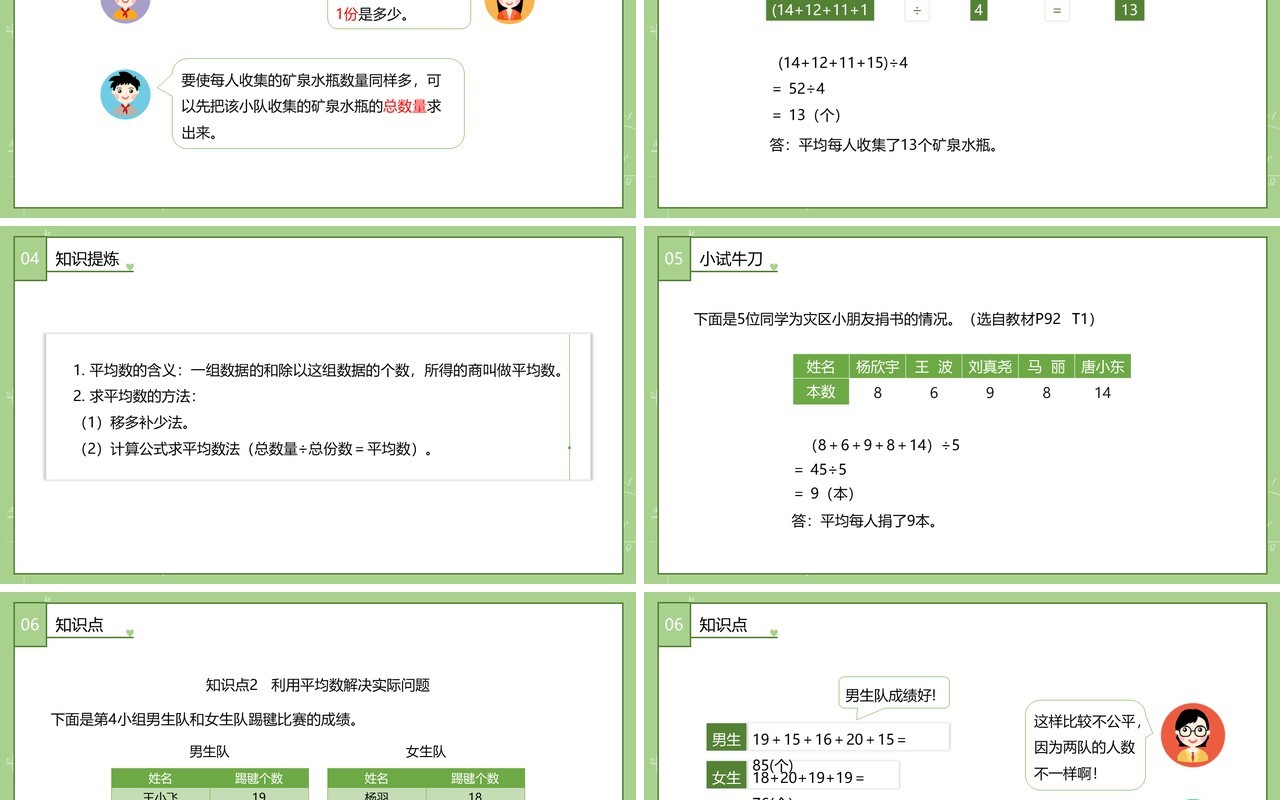 部编版四年级数学下册平均数课件PPT模板