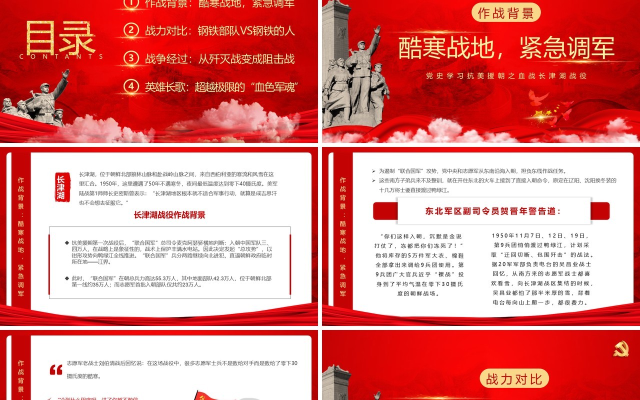 红色党政抗美援朝之冰血长津湖PPT模板