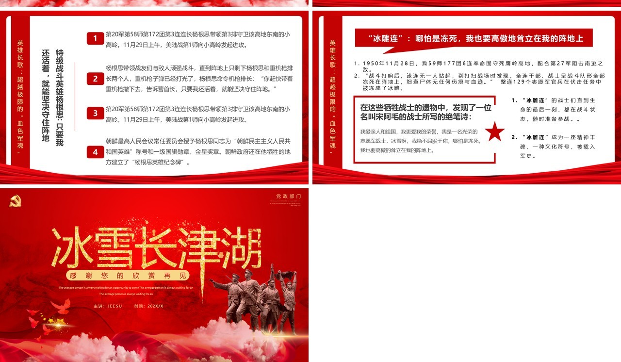 红色党政抗美援朝之冰血长津湖PPT模板