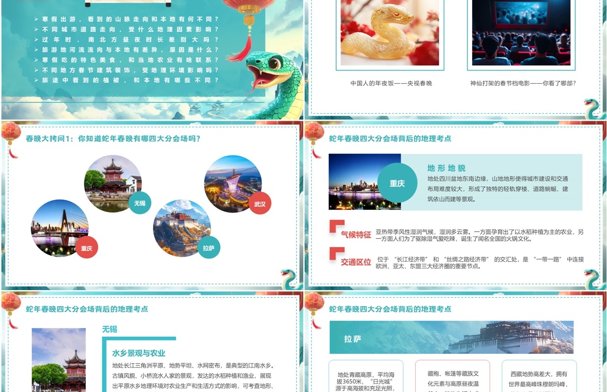 绿色中国风地理开学第一课PPT模板