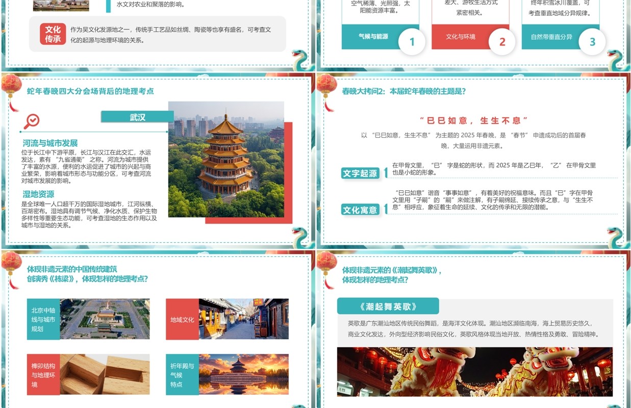 绿色中国风地理开学第一课PPT模板