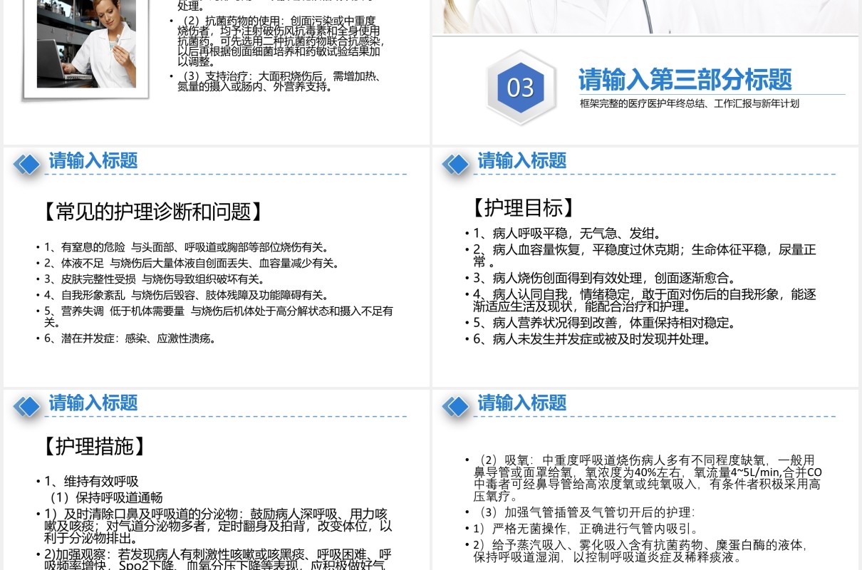 简约医疗医院大面积烧伤病人护理培训PPT模板