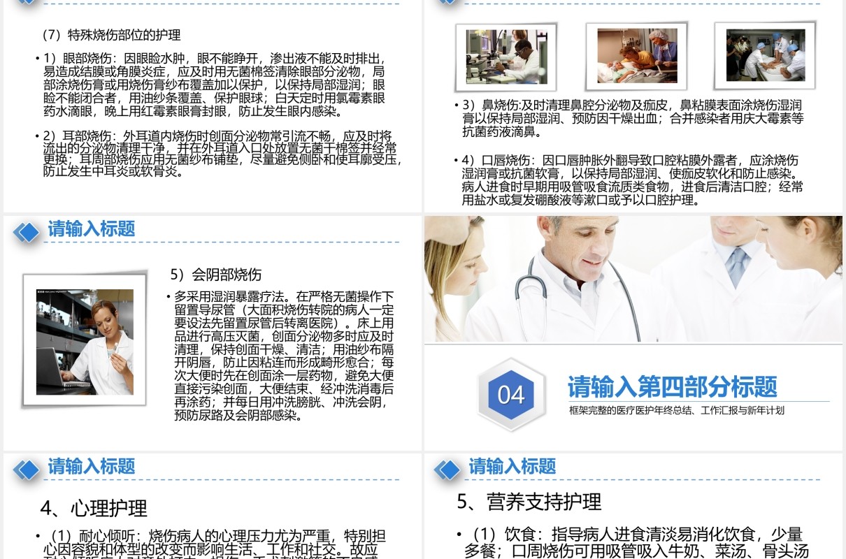 简约医疗医院大面积烧伤病人护理培训PPT模板