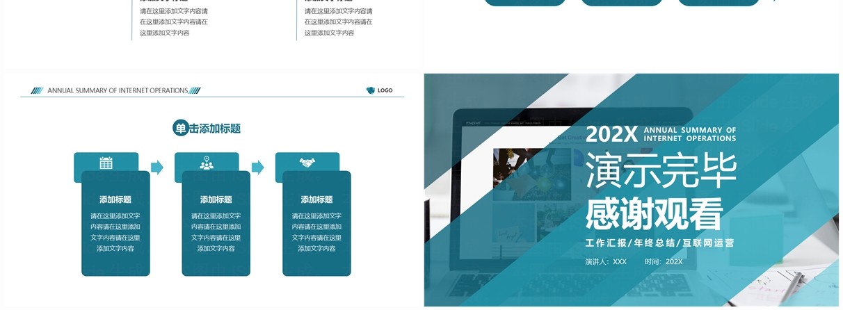 蓝色简约风互联网运营年终总结PPT模板