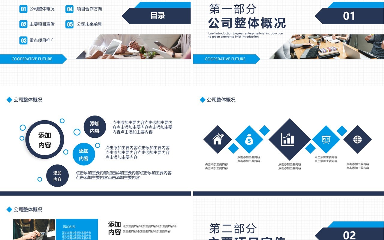 商务风公司商业项目合作企业宣传介绍动态PPT模板