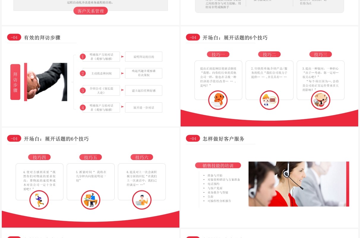 红色简约风客服培训动态课件PPT模板