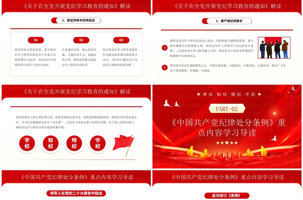 红色党政风党纪学习教育辅导课件PPT模板