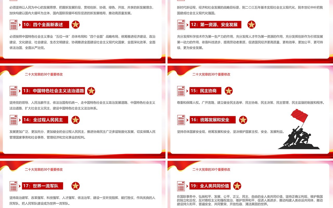 红色学习贯彻党的二十大精神PPT模板