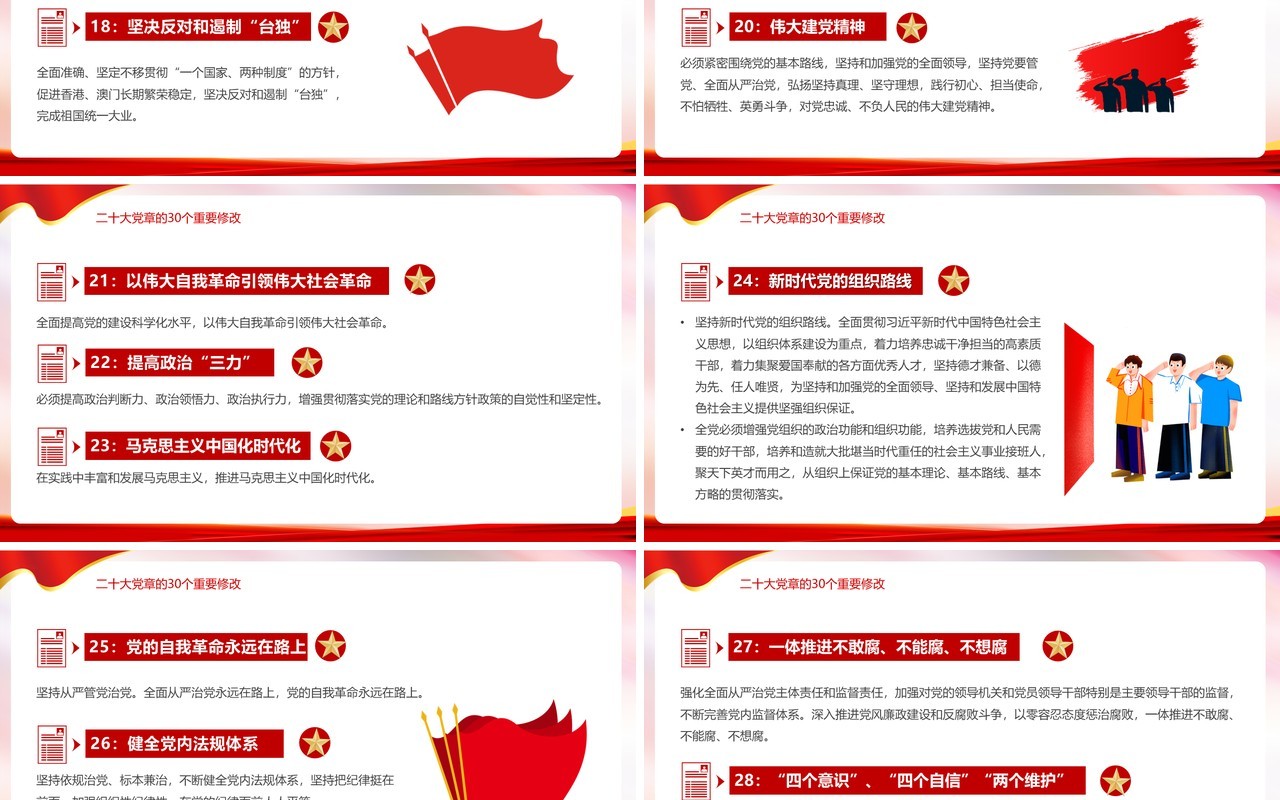 红色学习贯彻党的二十大精神PPT模板