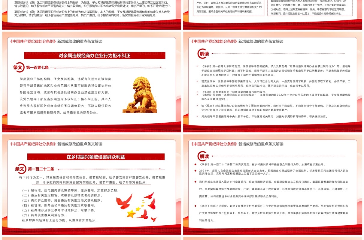 红色中国共产党纪律处分条例解读PPT模板