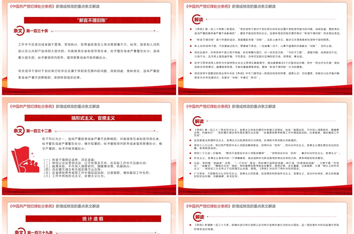 红色中国共产党纪律处分条例解读PPT模板