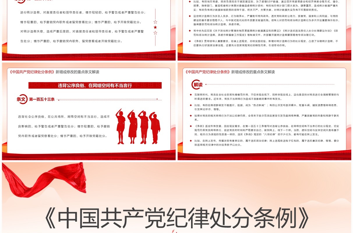 红色中国共产党纪律处分条例解读PPT模板