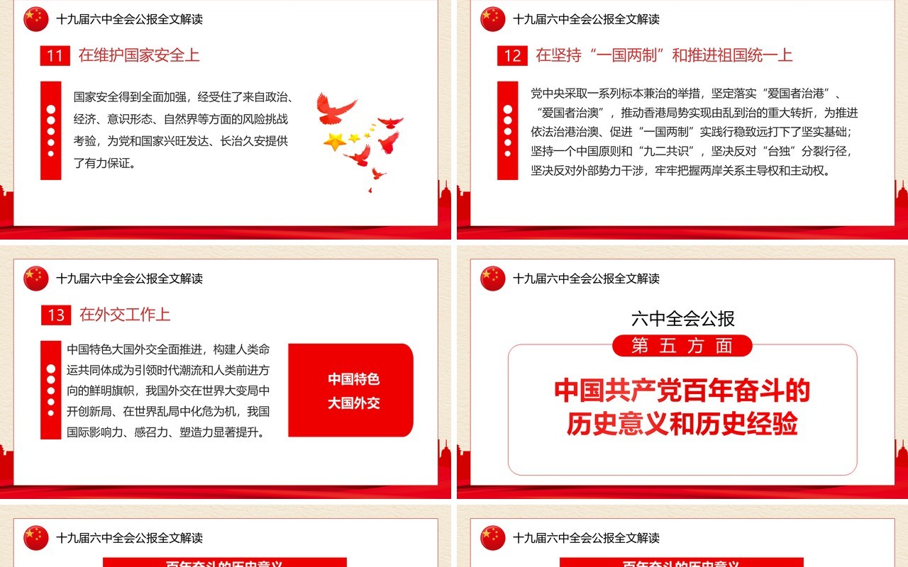 解读十九届六中全会公报PPT模板
