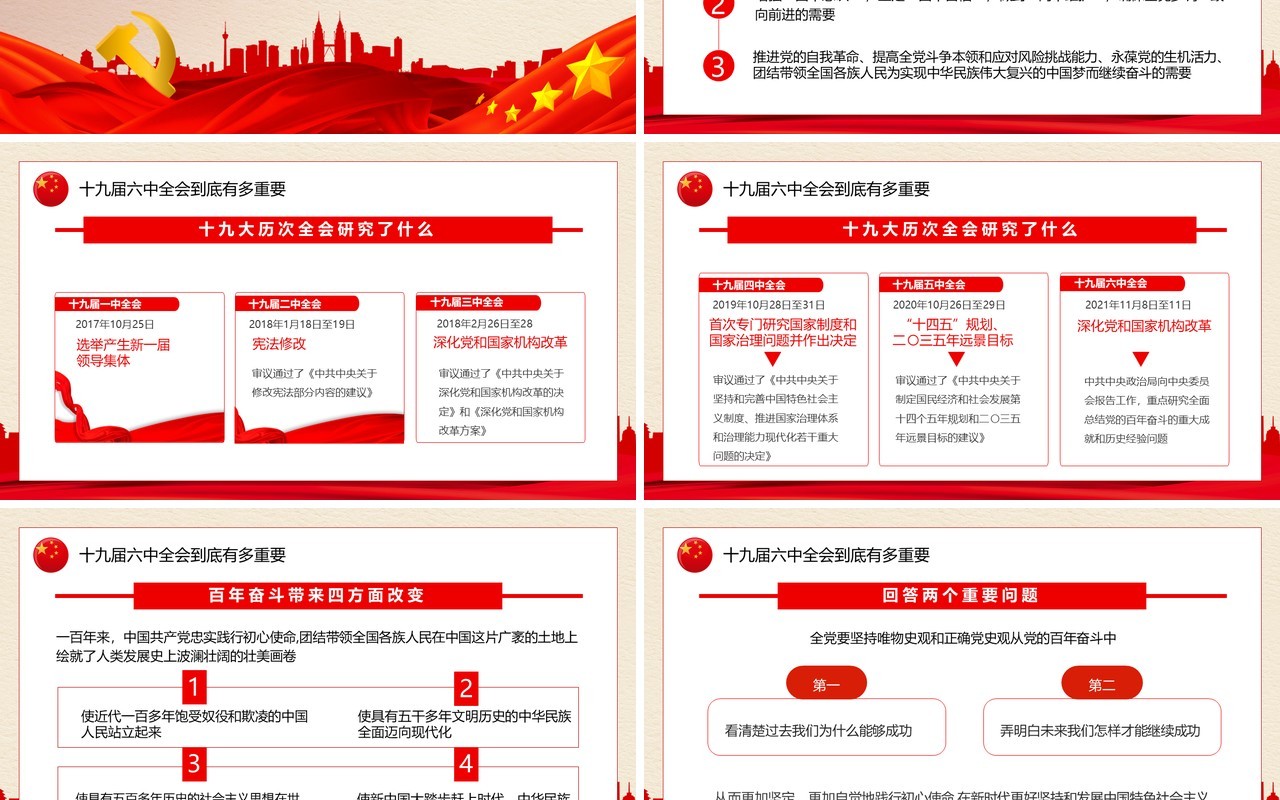 解读十九届六中全会公报PPT模板