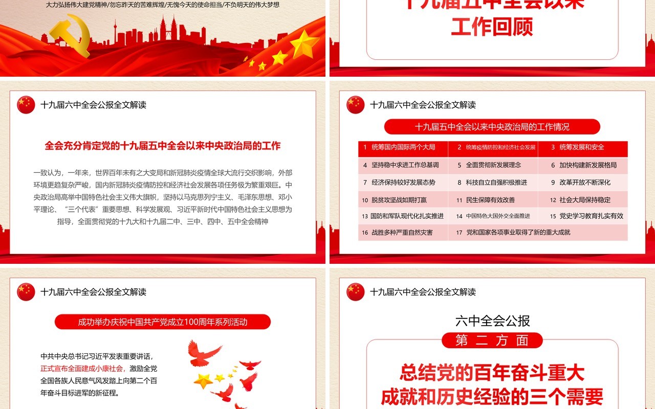 解读十九届六中全会公报PPT模板