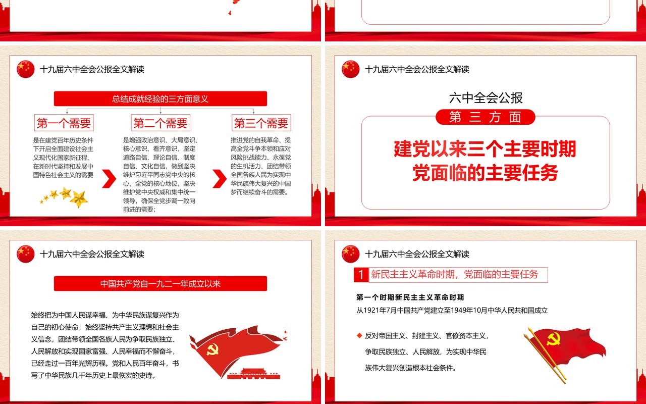 解读十九届六中全会公报PPT模板