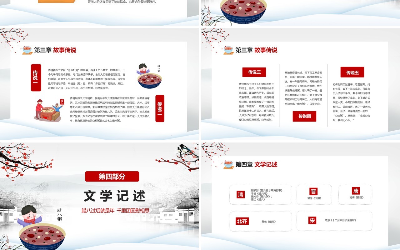 水墨中国风传统节日腊八节习俗介绍PPT模板