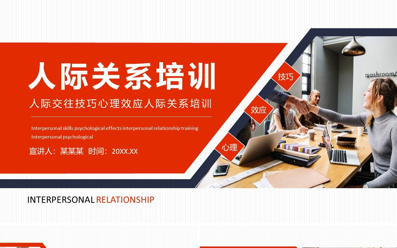 人际交往技巧心理效应人际关系培训动态PPT模板