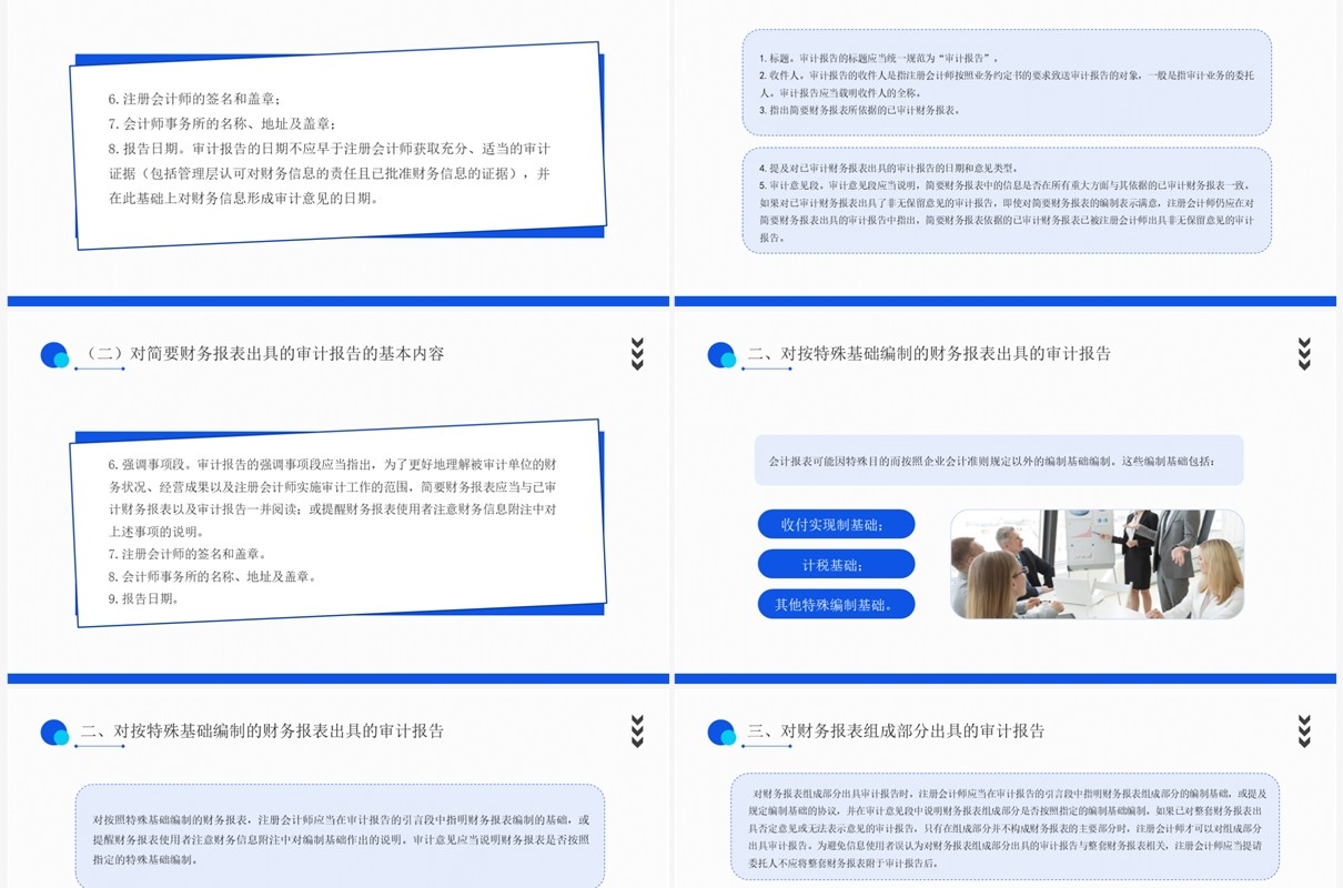 蓝色简约商务风审计报告企业培训PPT模板