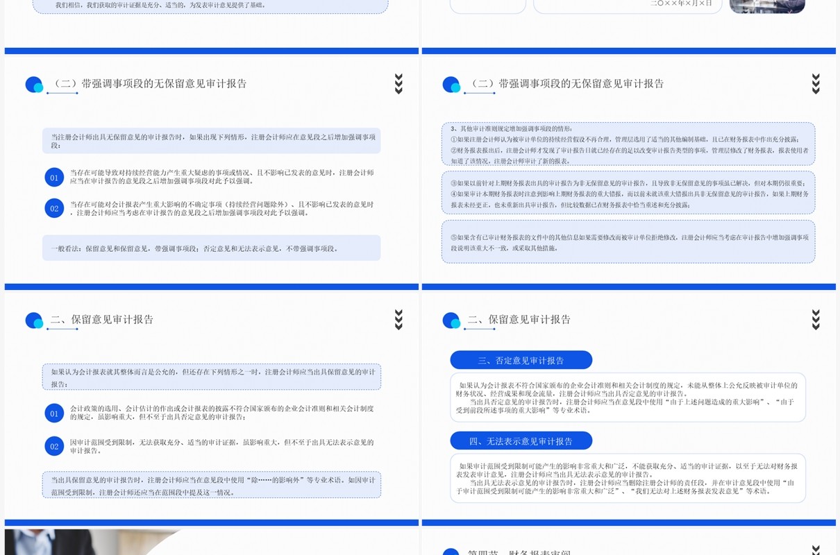 蓝色简约商务风审计报告企业培训PPT模板
