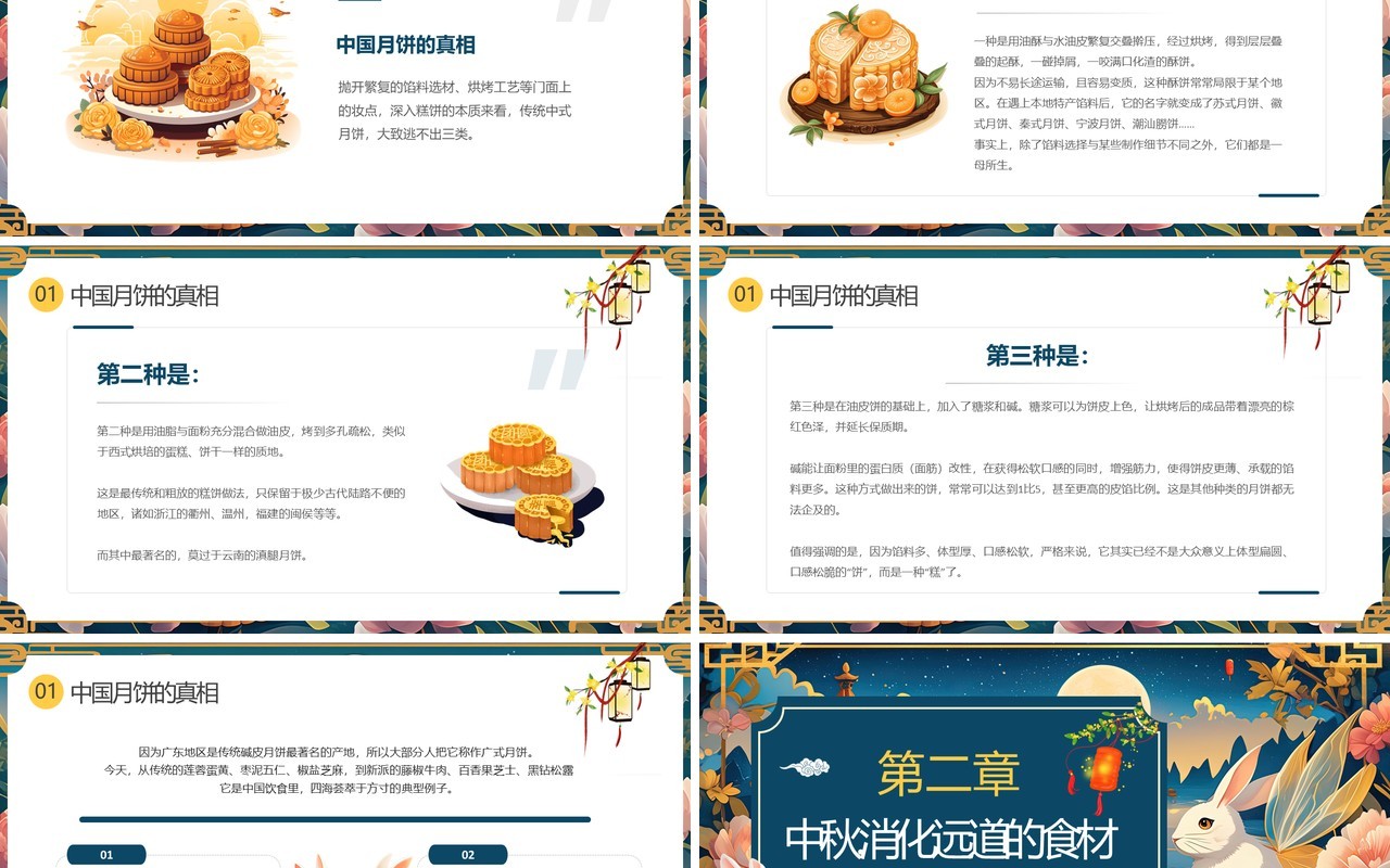 蓝色中国风中秋的味道中国的味道PPT模板