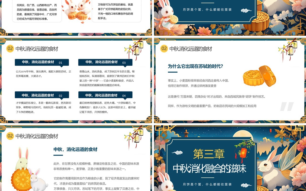 蓝色中国风中秋的味道中国的味道PPT模板