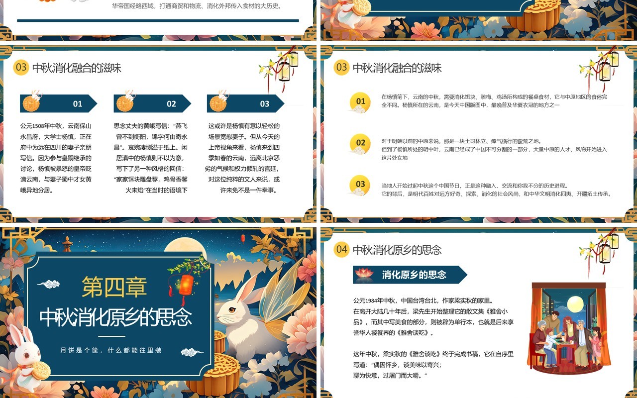 蓝色中国风中秋的味道中国的味道PPT模板
