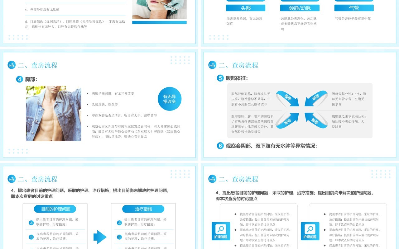 蓝色简约风医疗护理查房动态PPT模板